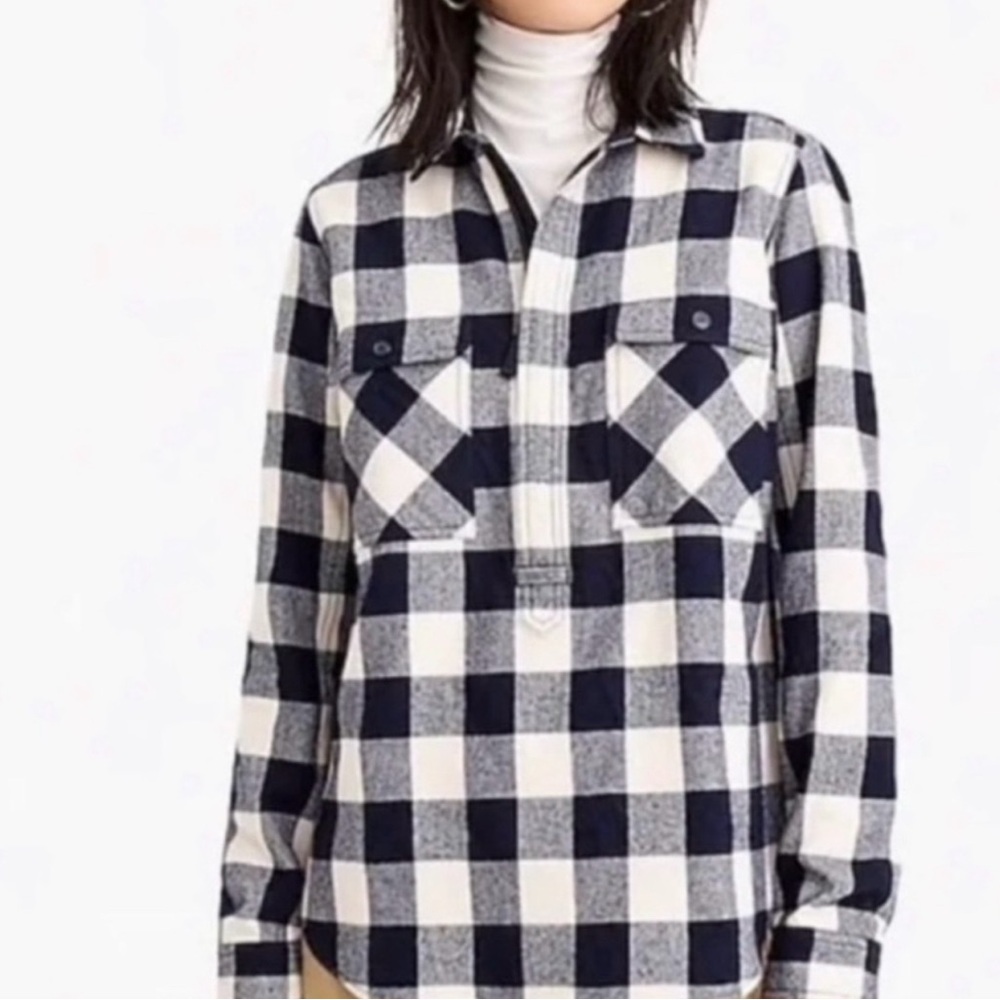 J. Crew Navy and White Checkered Shirt